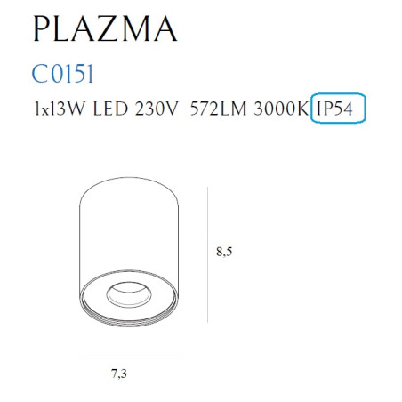 NOWOŚĆ MAXLIGHT C0151 PLAZMA PLAFON CZARNY IP54
