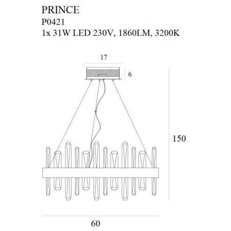 NOWOŚĆ MAXLIGHT P0421 LAMPA WISZĄCA PRINCE Ø 60 cm