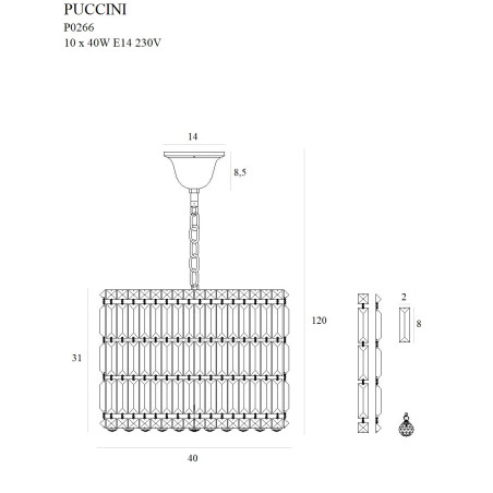 NOWOŚĆ MAXLIGHT P0266 LAMPA WISZĄCA PUCCINI 40cm