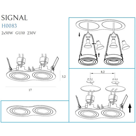 NOWOŚĆ MAXLIGHT H0083 OPRAWA PODTYNKOWA SIGNAL II BIAŁA