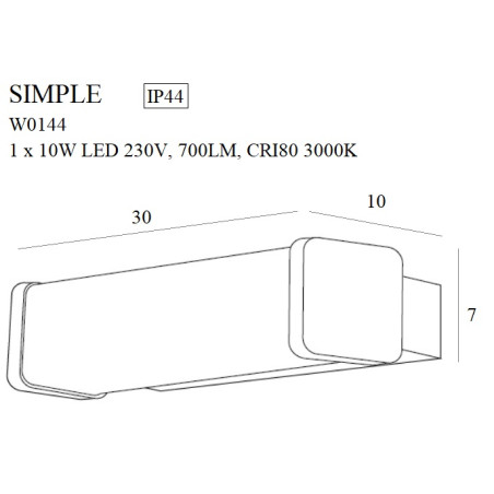 NOWOŚĆ MAXLIGHT W0144  KINKIET SIMPLE IP44, 10W
