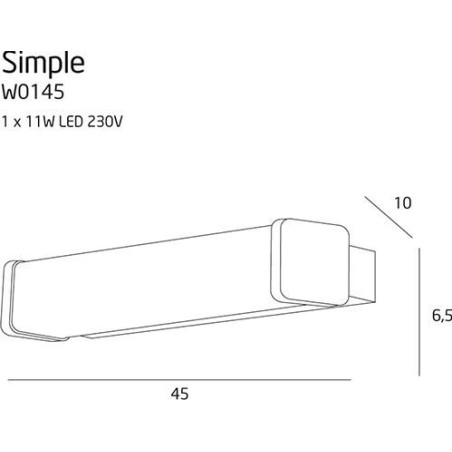 NOWOŚĆ MAXLIGHT W0145  KINKIET SIMPLE IP44, 11W