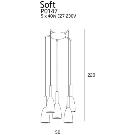 NOWOŚĆ MAXLIGHT P0147  LAMPA WISZĄCA SOFT 5 BIAŁA