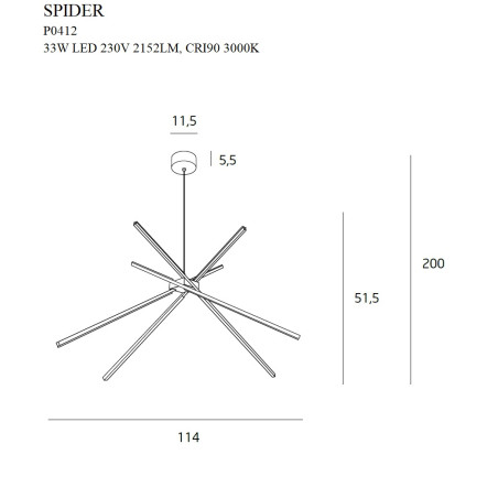 NOWOŚĆ MAXLIGHT P0412 LAMPA WISZĄCA SPIDER BLACK