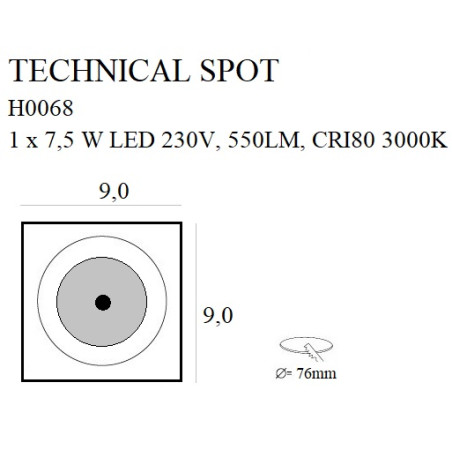 NOWOŚĆ MAXLIGHT H0064 OPRAWA WPUSTOWA TECHNICAL SPOT 7,5W