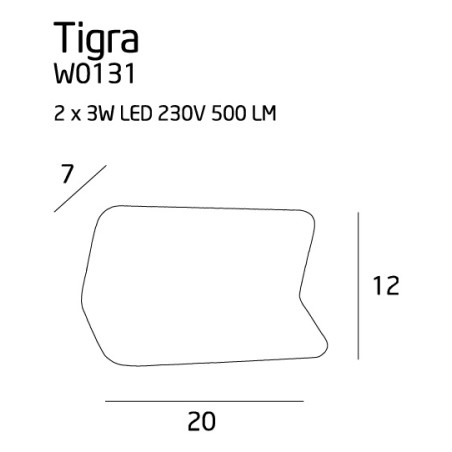 NOWOŚĆ MAXLIGHT W0131 KINKIET TIGRA I BIAŁY, 2x3W