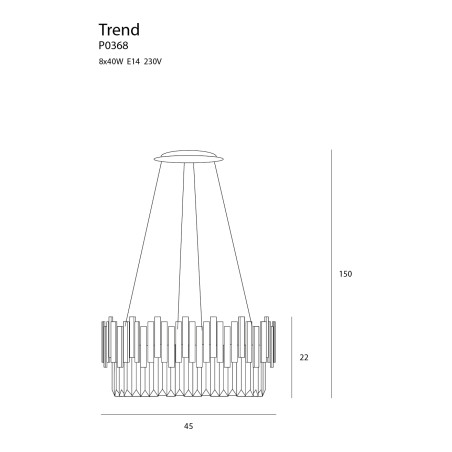 NOWOŚĆ MAXLIGHT P0368 LAMPA WISZĄCA TREND 45cm