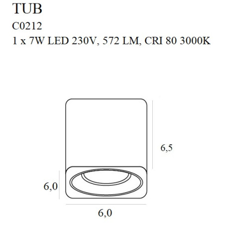 NOWOŚĆ MAXLIGHT C0212 LAMPA SUFITOWA TUB KWADRAT CZARNY + PIERŚCIEŃ OZDOBNY ZŁOTY RC0155/C0156 GOLD