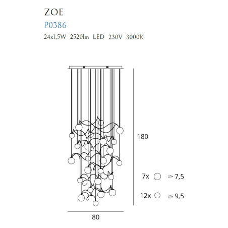 NOWOŚĆ MAXLIGHT P0386 LAMPA WISZĄCA ZOE 24x1,5W CHROMOWA