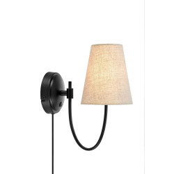 Kinkiet, Lampa ścienna z abażurem 108907 AMAR Beżowy/Czarny Markslojd