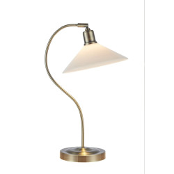 Lampa stołowa, gabinetowa, bankierka 108863 VELA 1L Antyczne złoto/Biały klosz Markslojd
