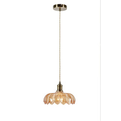 Lampa wisząca pojedyncza 108858 KURAGE 1L Antyczny złoty/Bursztynowy klosz Markslojd