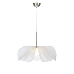 Lampa wisząca z kwiatowym abażurem 108818 STYRKA 1L 75cm Satyna Nikiel/Biały  Markslojd
