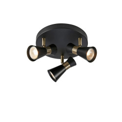 Plafon, Lampa sufitowa, reflektorki 108626 FOLIE Okrągła 3L Czarny/ Antyczne złoto...