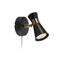 Kinkiet, Lampa ścienna, reflektorek 108625 FOLIE 1L Czarny/ Antyczne złoto Markslojd