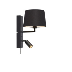 Kinkiet, Lampa ścienna z abażurem + reflektorek 108595 COMO 2L Czarny Markslojd