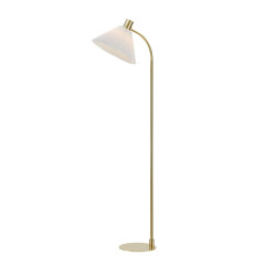 Lampa podłogowa z plisowanym abażurem108569 MIRA 1L Szczotkowany mosiądz/ Biały Markslojd