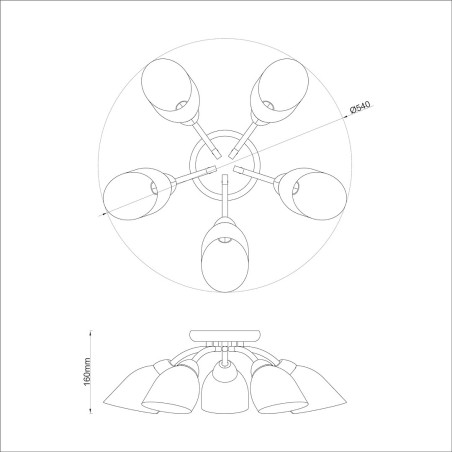 NOWOŚĆ ML2267 Lampa sufitowa PORTOS 5xE14 Milagro
