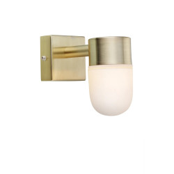 Kinkiet, Lampa ścienna do łazienki 106374 MENTON 1L Złoty Szczotkowany/Opal IP44 Markslojd