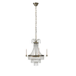 Lampa wisząca, Żyrandol z kryształkami, Kandelabr 105157 MARIELUND 3L Antyczny/MC...
