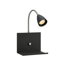 Kinkiet, Lampa ścienna z półką, Reflektor 107141 LOGI 1L Czarny Markslojd