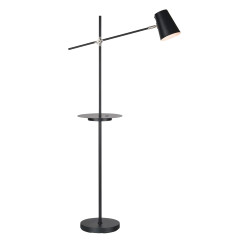 Lampa podłogowa z wysięgnikiem, z półką i ładowarką 107307 LINEAR  1L USB Czarna Markslojd