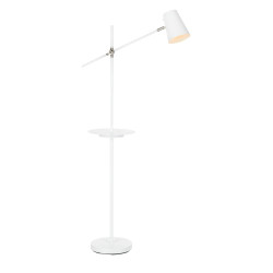 Lampa podłogowa z wysięgnikiem, z półką i ładowarką 107308 LINEAR 1L USB Biała Markslojd