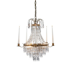 Lampa wisząca, Żyrandol z kryształkami, Kandelabr 100602 KRAGEHOLM 3L Antyczny/...