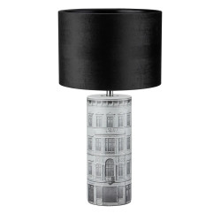 Lampa stołowa z abażurem, Gabinetowa 108103 ICHI 1L Czarny/Szary Markslojd
