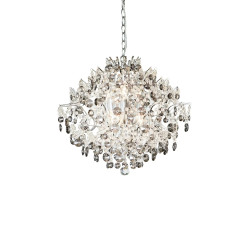 Lampa wisząca, Żyrandol z kryształkami 107415 HIDDEN GEM 6L Chrom/Przezroczysty/Dymny...