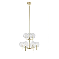 Lampa wisząca, Żyrandol nowoczesny z kloszami 107920 CROWN 9L Złoty...