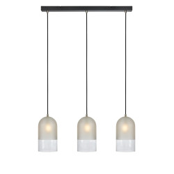 Lampa wisząca potrójna, Listwa z kloszami 108226 COPE 3L Mrożony/ Przezroczysty/ Czarny...