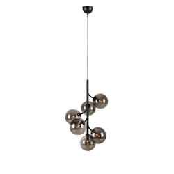 Lampa wisząca Żyrandol z kloszami 108108 CALLISTO 6L Czarny/Przydymiony Markslojd