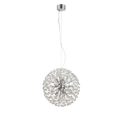 Lampa wisząca, Żyrandol z kryształkami, Kula 108101 BOLID 9L Chrom/Przezroczysty Markslojd