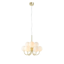 Lampa wisząca, Żyrandol z kloszami 107994 BIANCO 9L Złoty/Biała Markslojd