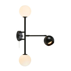 Kinkiet, Lampa ścienna 108255 BESIDE 3L Czarny/ Białe klosze Markslojd