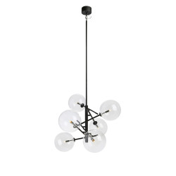 Lampa wisząca, Żyrandol z kloszami 107748 ANDREW 6L Czarny/ Przezroczysty Markslojd