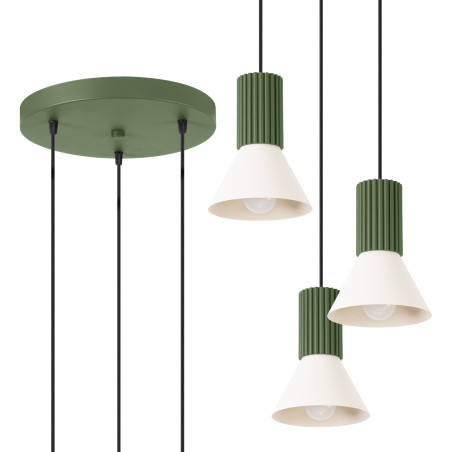 NOWOŚĆ Lampa wisząca ESTRIA 3P beżowa/zielona oliwkaSL.1873 Sollux