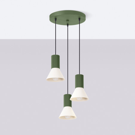 NOWOŚĆ Lampa wisząca ESTRIA 3P beżowa/zielona oliwkaSL.1873 Sollux