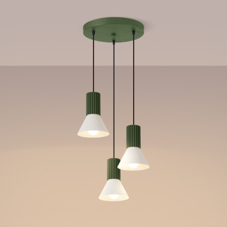 NOWOŚĆ Lampa wisząca ESTRIA 3P beżowa/zielona oliwkaSL.1873 Sollux
