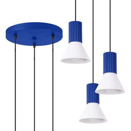 NOWOŚĆ Lampa wisząca ESTRIA 3P biała/ultramarynaSL.1875 Sollux