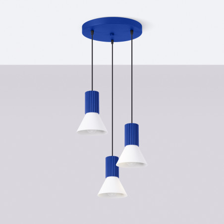 NOWOŚĆ Lampa wisząca ESTRIA 3P biała/ultramarynaSL.1875 Sollux
