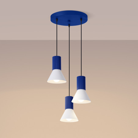 NOWOŚĆ Lampa wisząca ESTRIA 3P biała/ultramarynaSL.1875 Sollux