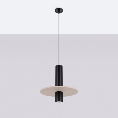 NOWOŚĆ Lampa wisząca PELTA 1 czarna/beżowaSL.1882 Sollux