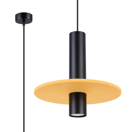 NOWOŚĆ Lampa wisząca PELTA 1 czarna/żółtaSL.1883 Sollux
