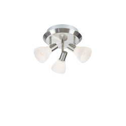 Plafon z reflektorkami, Lampa sufitowa okrągła 107505 VERO 3L Stalowy/ Mleczne klosze...