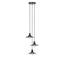 Lampa wisząca potrójna 108853 NOVIA 3L Czarny/Dymione klosze Markslojd
