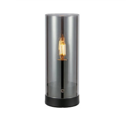 Lampa stołowa, lampka nocna 108718 POST 1L 9cm Czarna/ Platerowany dymiony szklany...