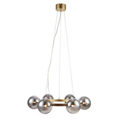 Lampa wisząca, Żyrandol 108050 CIRCLE 6L Złoty/ Dymione klosze Markslojd