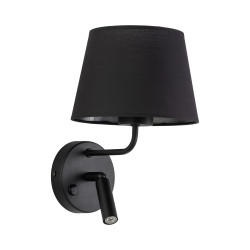 NOWOŚĆ Kinkiet, Lampa ścienna z abażurem i reflektorkiem 11392 MAJA BLACK 1XE27 / 1XG9...